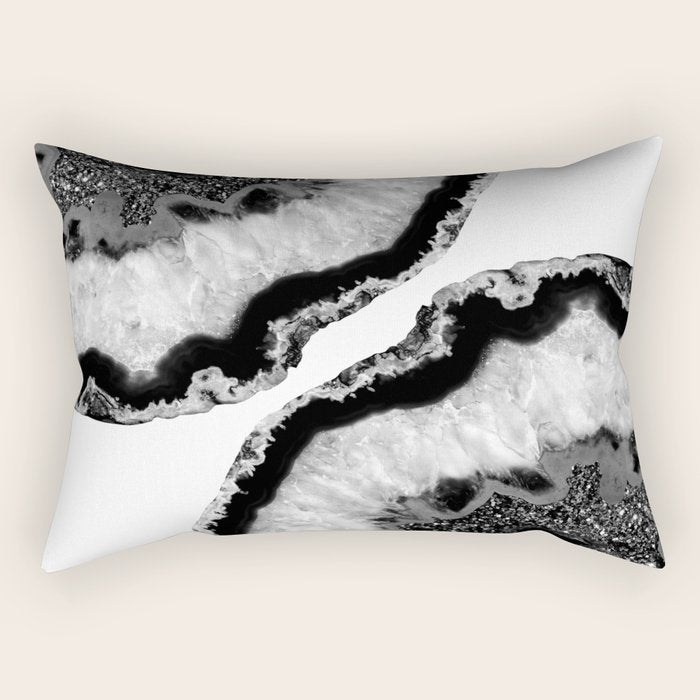 Gray Black White Agate Glitter Glamor #2 (Faux Glitter) #gem #decor #art #society6 Rectangular Pillow Gallery Image 2