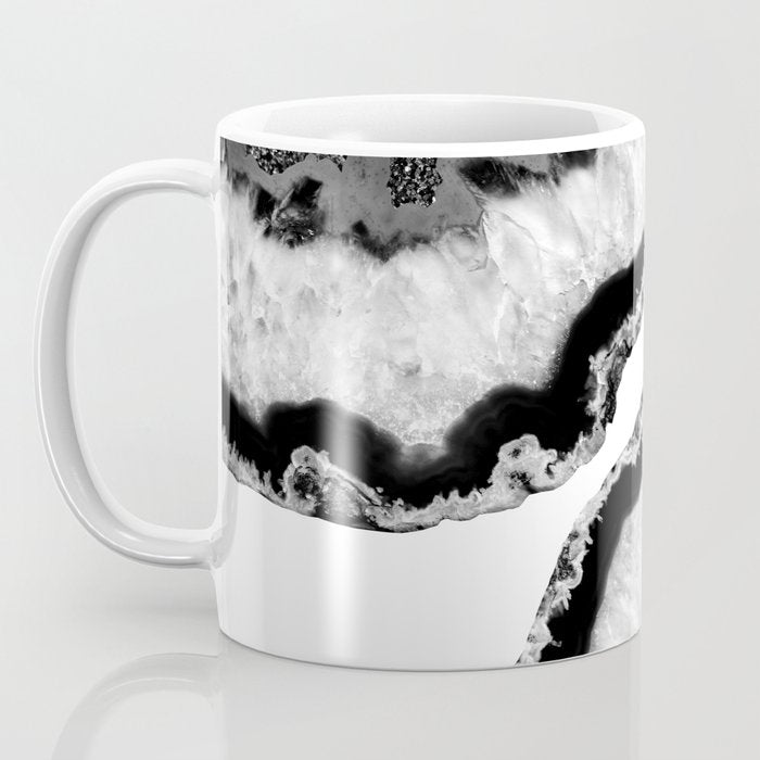 Gray Black White Agate Glitter Glamor #2 (Faux Glitter) #gem #decor #art #society6 Coffee Mug Gallery Image 3
