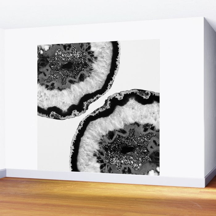 Gray Black White Agate Glitter Glamor #2 (Faux Glitter) #gem #decor #art #society6 Wall Mural Gallery Image 2