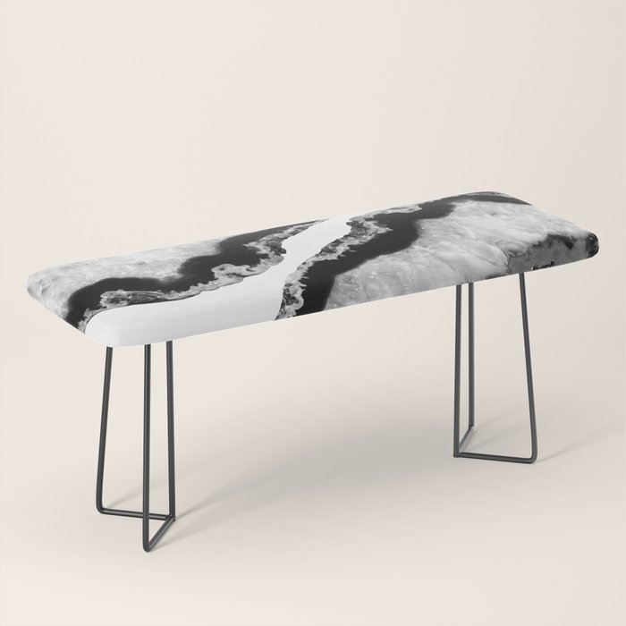 Gray Black White Agate Glitter Glamor #2 (Faux Glitter) #gem #decor #art #society6 Bench Gallery Image 1