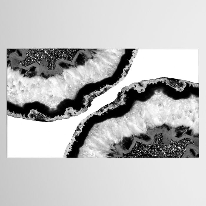 Gray Black White Agate Glitter Glamor #2 (Faux Glitter) #gem #decor #art #society6 Tablecloth Gallery Image 2