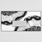 Gray Black White Agate Glitter Glamor #2 (Faux Glitter) #gem #decor #art #society6 Desk Mat Gallery Image 1