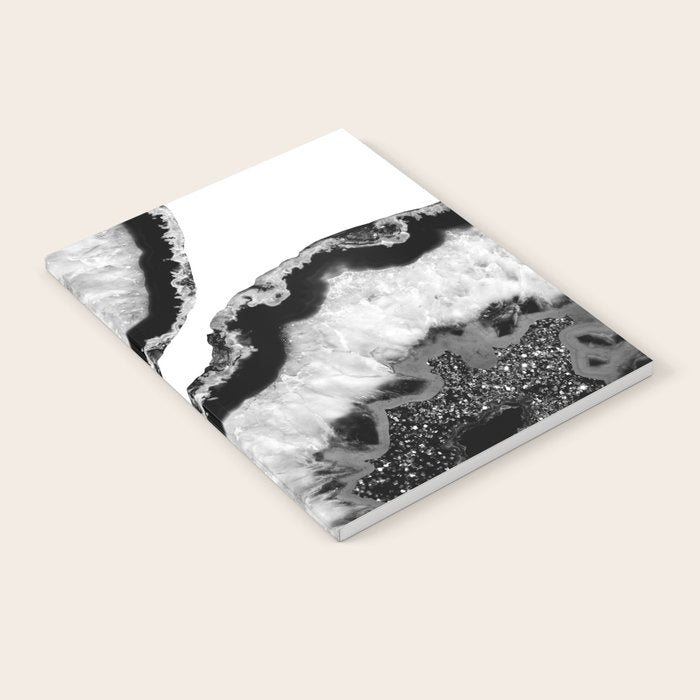 Gray Black White Agate Glitter Glamor #2 (Faux Glitter) #gem #decor #art #society6 Notebook Gallery Image 2