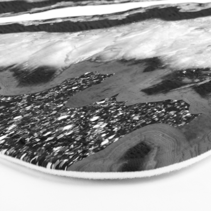 Gray Black White Agate Glitter Glamor #2 (Faux Glitter) #gem #decor #art #society6 Bath Mat Gallery Image 3