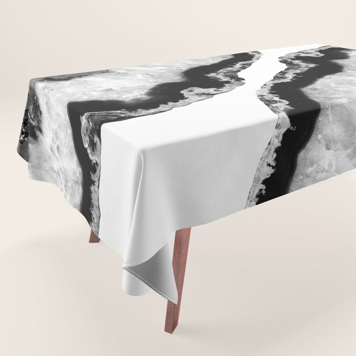 Gray Black White Agate Glitter Glamor #2 (Faux Glitter) #gem #decor #art #society6 Tablecloth Gallery Image 1
