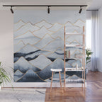 Mountains 2 - Gold Colored Lines Wall Mural Gallery Image 1