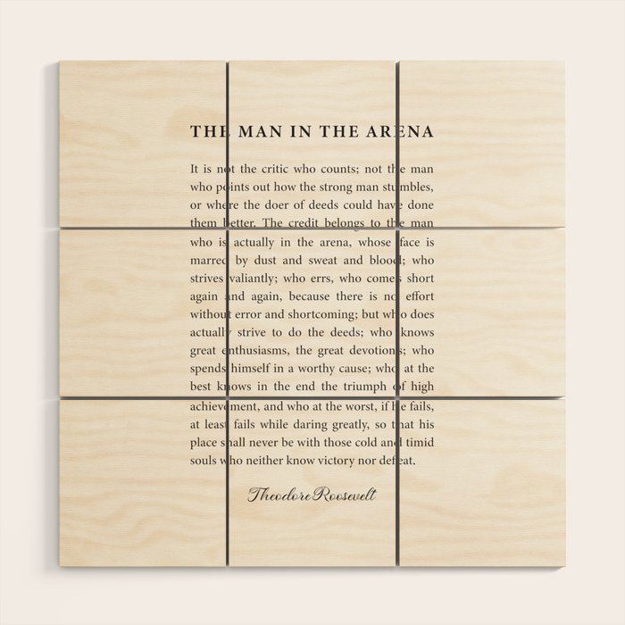 The Man In The Arena Wood Wall Art Gallery Image 1