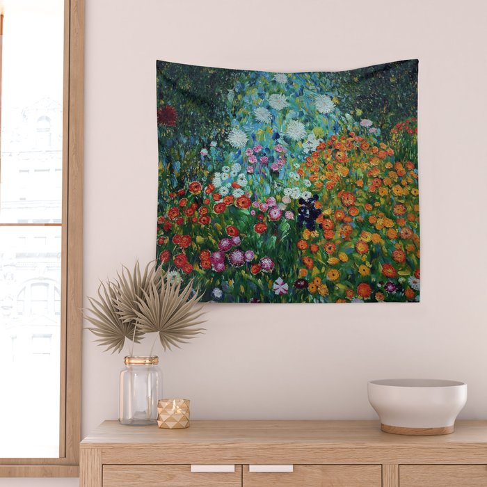 Flower Garden Riot of Colors by Gustav Klimt Wall Tapestry Gallery Image 2