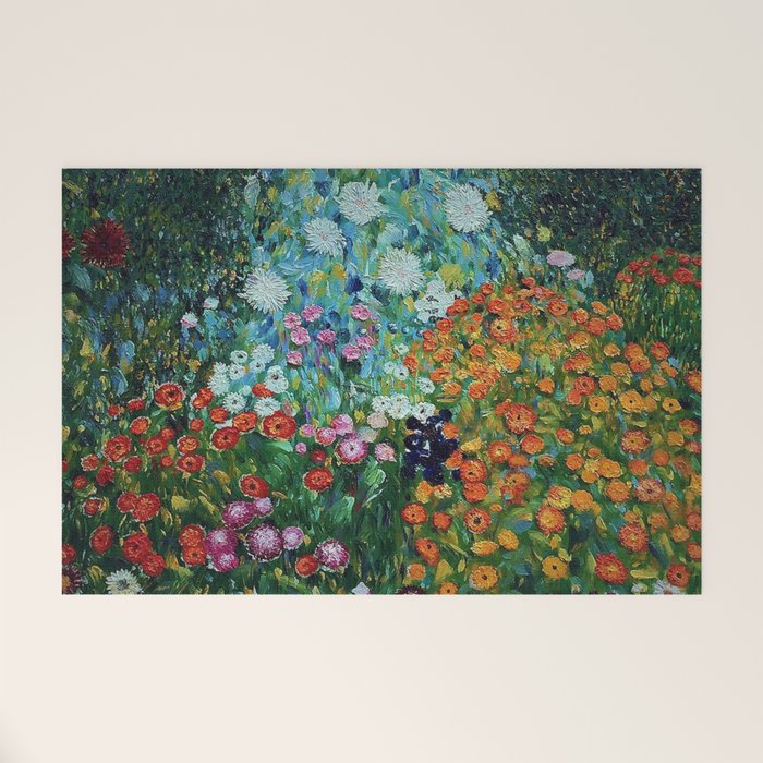 Flower Garden Riot of Colors by Gustav Klimt Welcome Mat Gallery Image 1