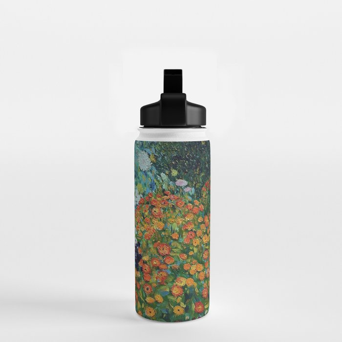 Flower Garden Riot of Colors by Gustav Klimt Water Bottle Gallery Image 2