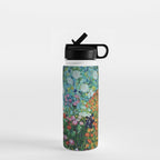 Flower Garden Riot of Colors by Gustav Klimt Water Bottle Gallery Image 1