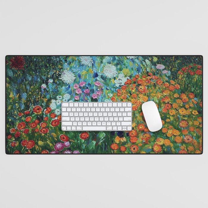 Flower Garden Riot of Colors by Gustav Klimt Desk Mat Gallery Image 1