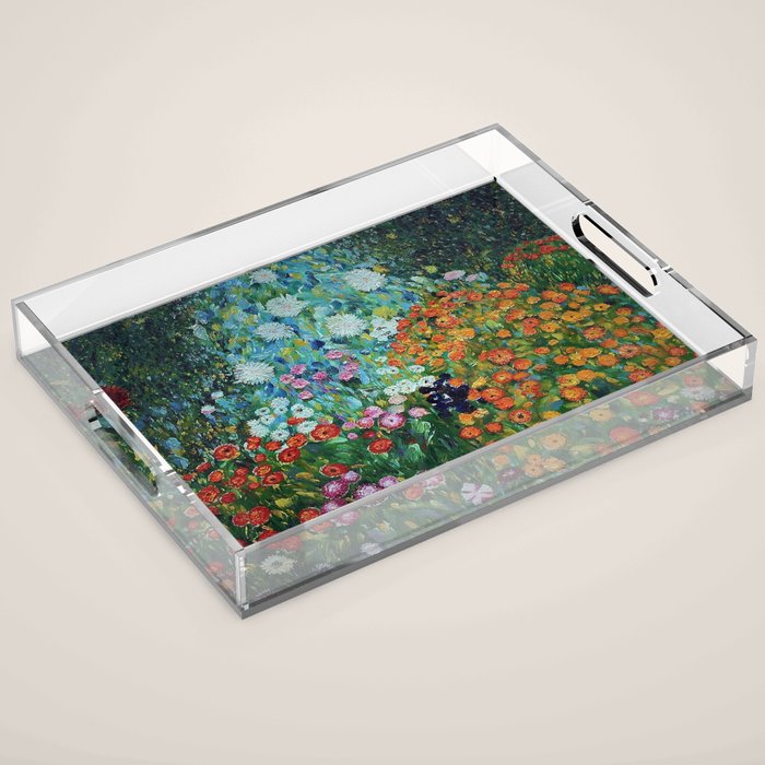 Flower Garden Riot of Colors by Gustav Klimt Acrylic Tray Gallery Image 1