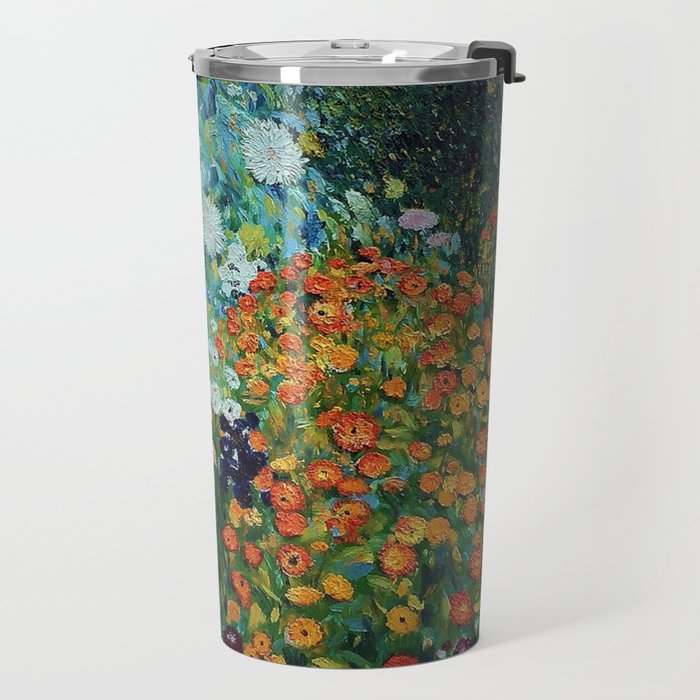 Flower Garden Riot of Colors by Gustav Klimt Travel Mug Gallery Image 2