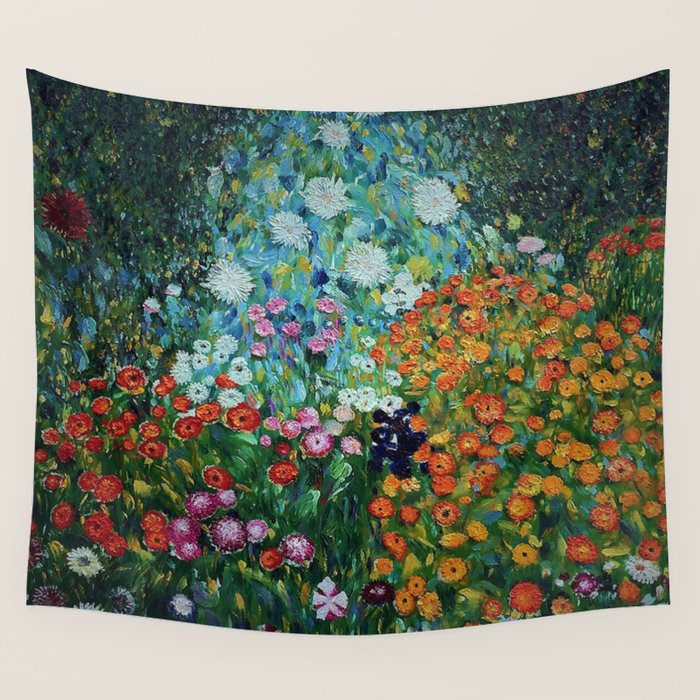 Flower Garden Riot of Colors by Gustav Klimt Wall Tapestry Gallery Image 4