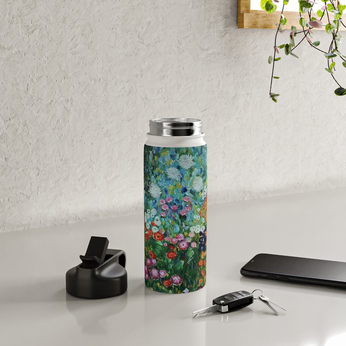 Flower Garden Riot of Colors by Gustav Klimt Water Bottle Gallery Image 4