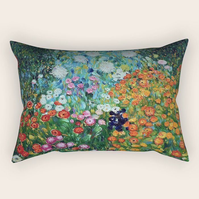 Flower Garden Riot of Colors by Gustav Klimt Rectangular Pillow Gallery Image 2