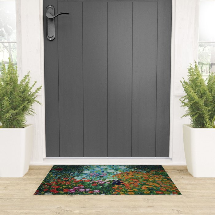 Flower Garden Riot of Colors by Gustav Klimt Welcome Mat Gallery Image 3