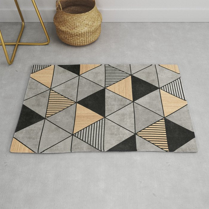 Concrete and Wood Triangles 2 Rug Gallery Image 1