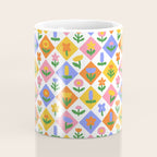 Retro colorful geometric flower art pattern Coffee Mug Gallery Image 4