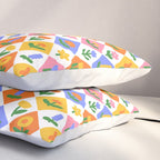 Retro colorful geometric flower art pattern Pillow Sham Gallery Image 3