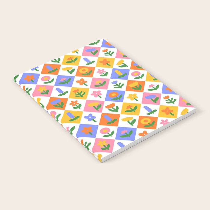 Retro colorful geometric flower art pattern Notebook Gallery Image 1