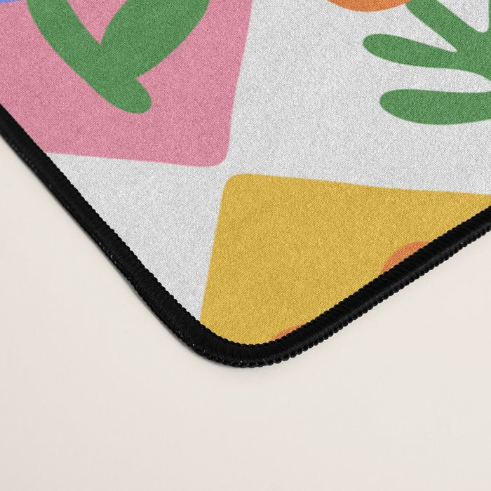Retro colorful geometric flower art pattern Desk Mat Gallery Image 4