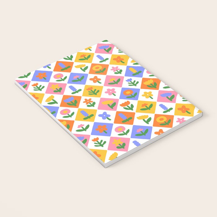 Retro colorful geometric flower art pattern Notebook Gallery Image 3