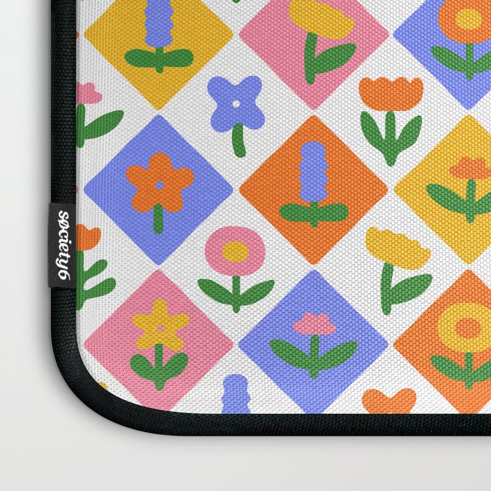 Retro colorful geometric flower art pattern Laptop Sleeve Gallery Image 3