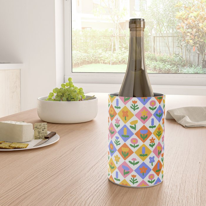 Retro colorful geometric flower art pattern Wine Chiller Gallery Image 4