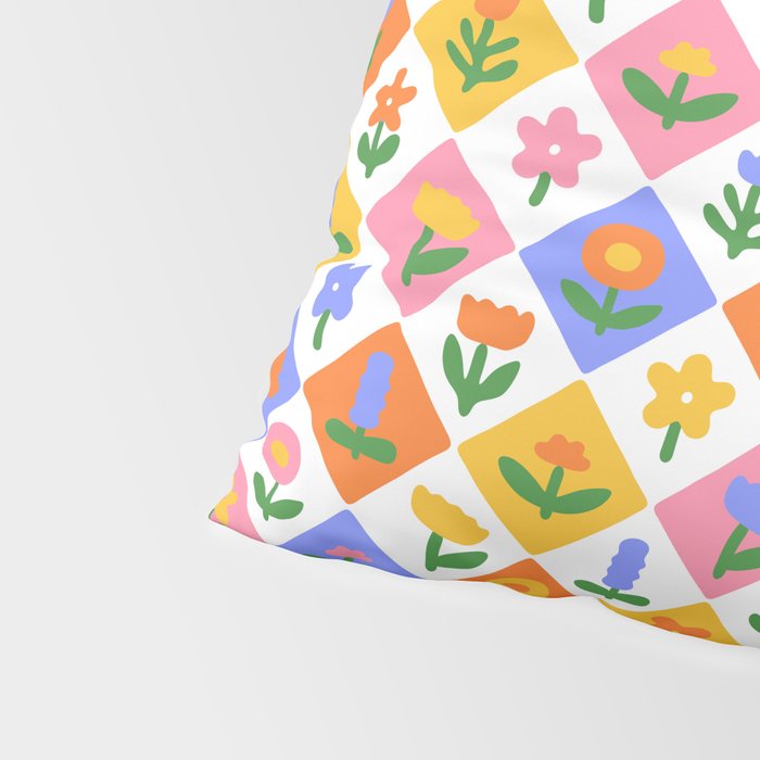 Retro colorful geometric flower art pattern Pillow Sham Gallery Image 4