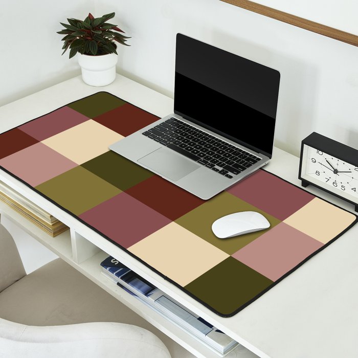 Bold Earthy Checks Pattern - Large V Desk Mat Gallery Image 2