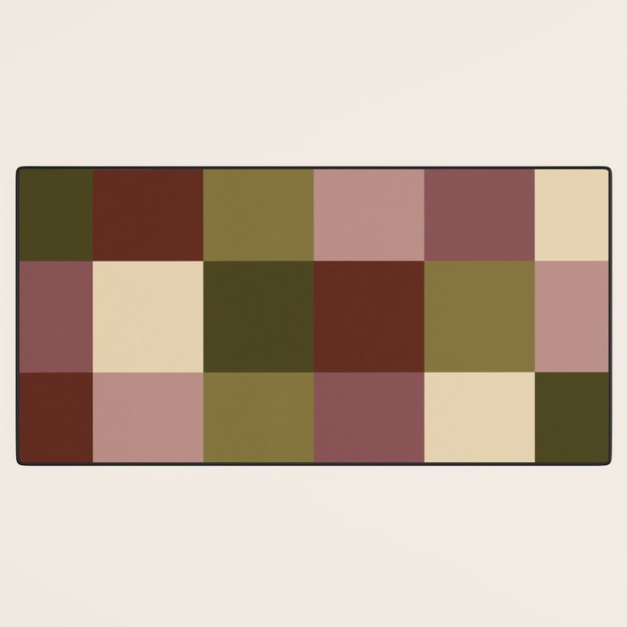 Bold Earthy Checks Pattern - Large V Desk Mat Gallery Image 3
