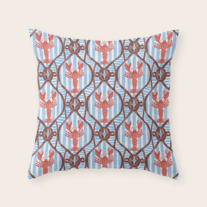 Coastal Lobster Elegance Throw Pillow Gallery Image 1