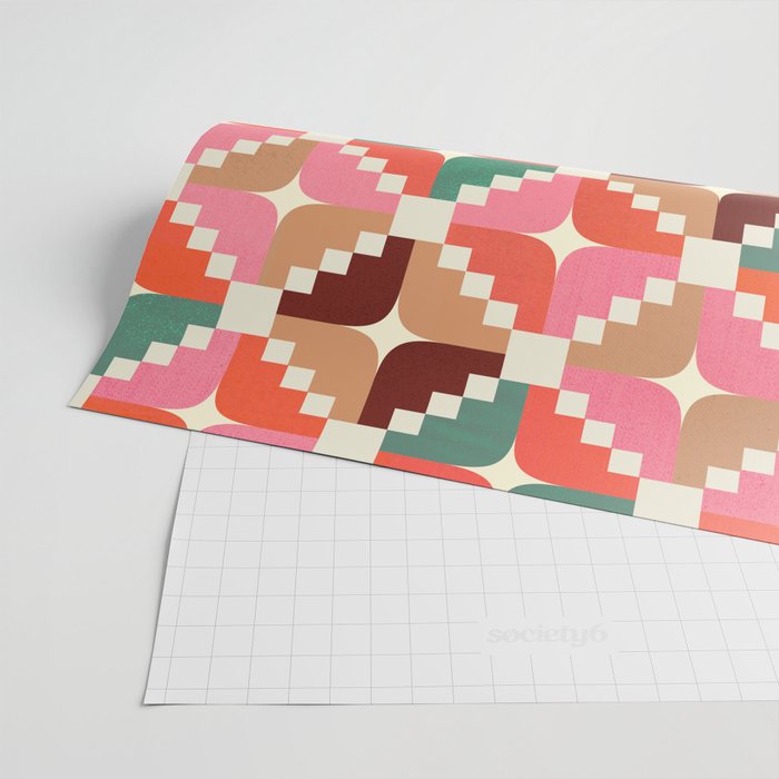 Winter Retro Quilt Pattern Wrapping Paper Gallery Image 2