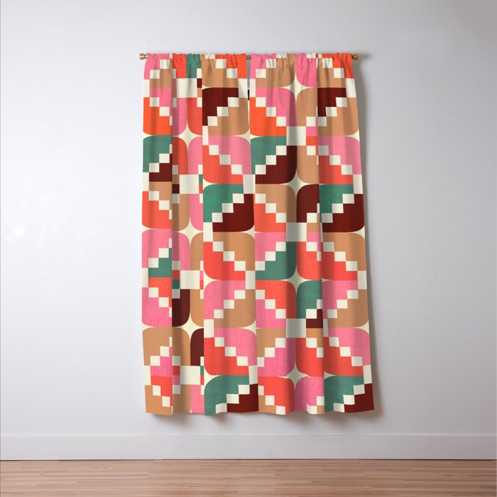 Winter Retro Quilt Pattern Window Curtain Gallery Image 3