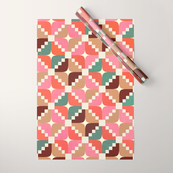 Winter Retro Quilt Pattern Wrapping Paper Gallery Image 1
