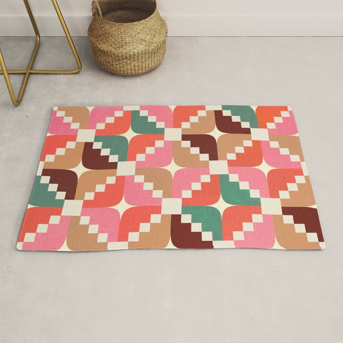 Winter Retro Quilt Pattern Rug Gallery Image 1