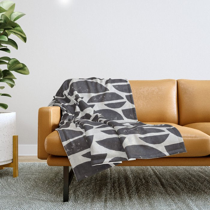 Abstract Linocut Pattern #4 Throw Blanket Gallery Image 1