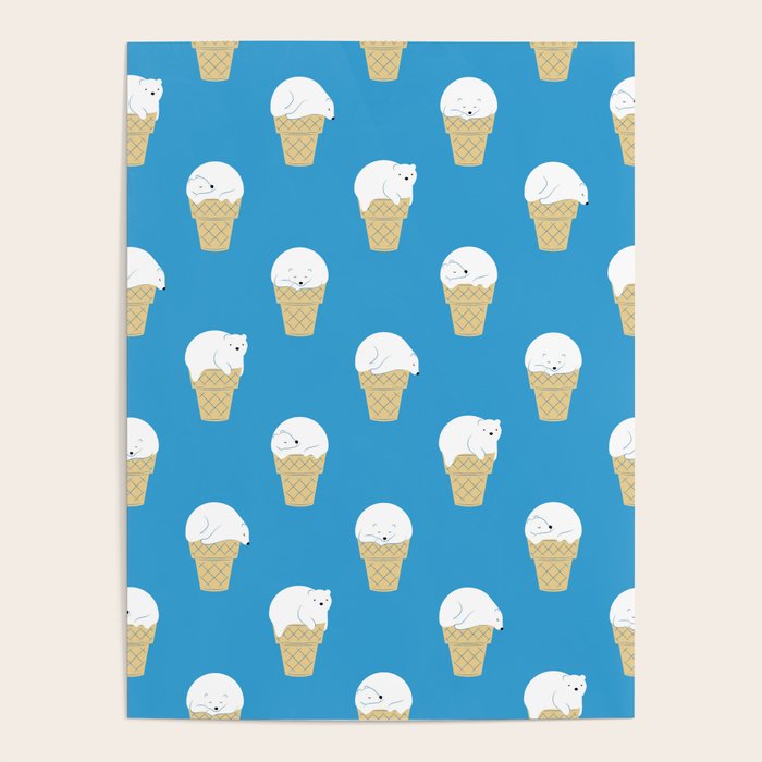 Polar Bear Ice Cream Pattern Poster Gallery Image 4