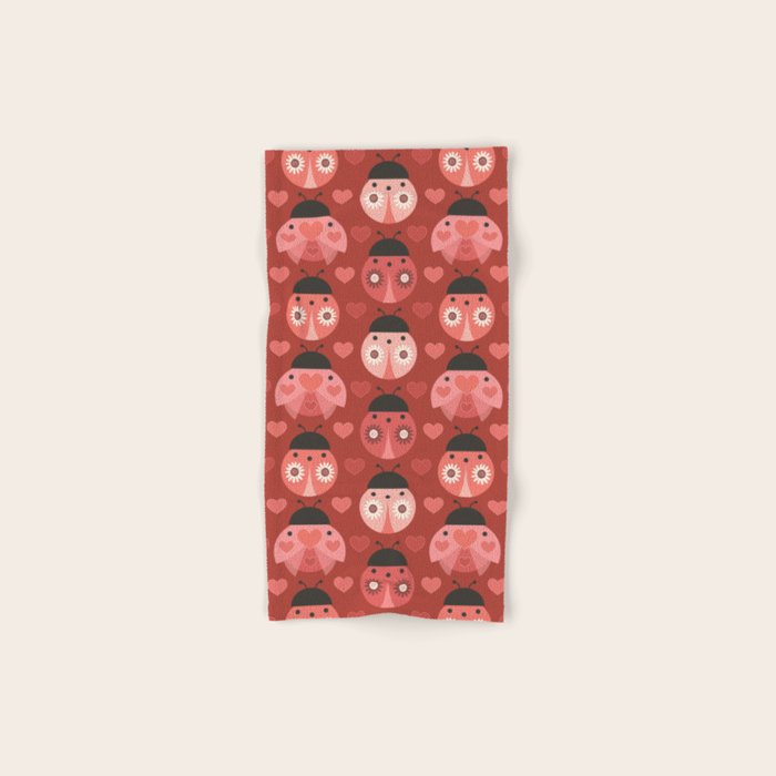 Love Bug Ladybugs - Valentines Day Colors Bath Towel Gallery Image 1