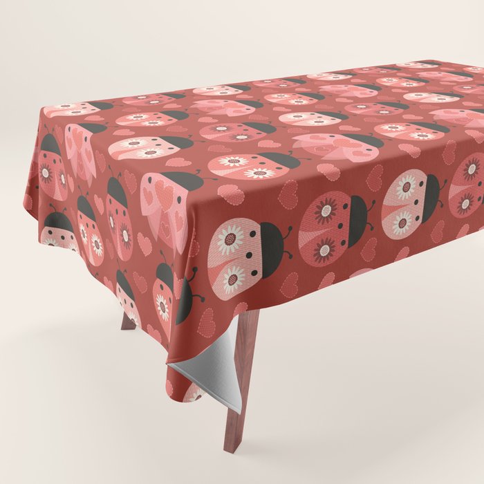 Love Bug Ladybugs - Valentines Day Colors Tablecloth Gallery Image 1
