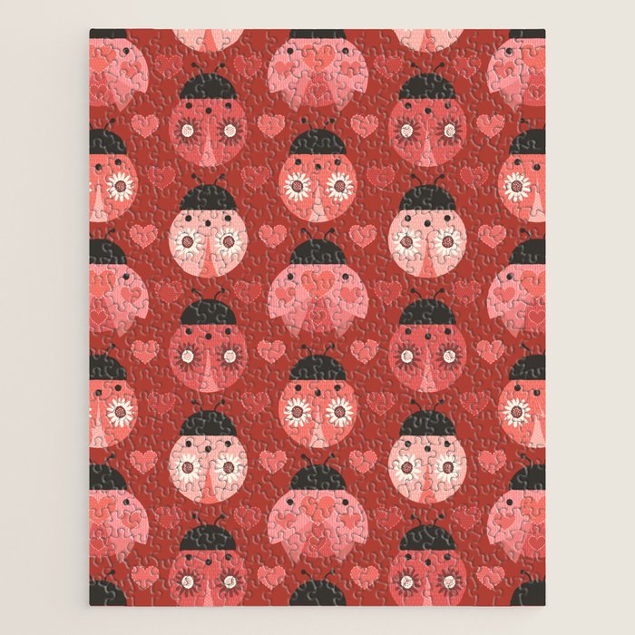 Love Bug Ladybugs - Valentines Day Colors Jigsaw Puzzle Gallery Image 1