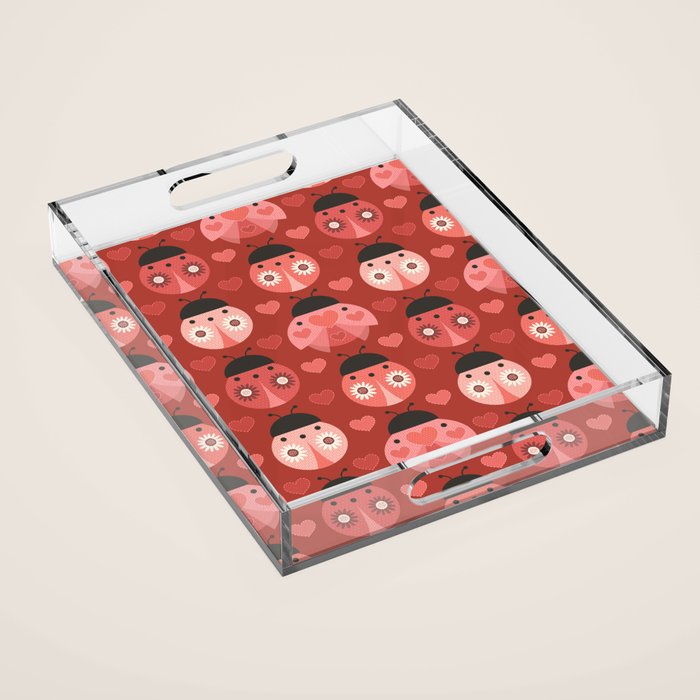 Love Bug Ladybugs - Valentines Day Colors Acrylic Tray Gallery Image 1