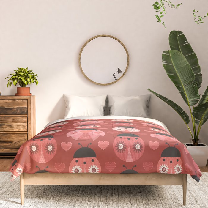 Love Bug Ladybugs - Valentines Day Colors Comforter Gallery Image 3