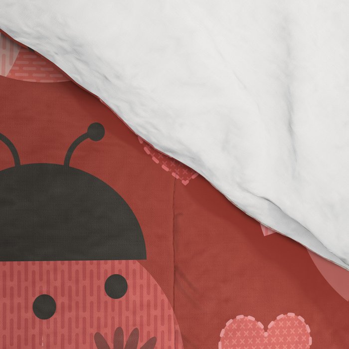 Love Bug Ladybugs - Valentines Day Colors Comforter Gallery Image 4