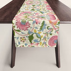 William Morris Vintage Lodden Blush Pink & Woad Blue Table Runner Gallery Image 1