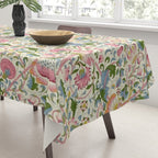 William Morris Vintage Lodden Blush Pink & Woad Blue Tablecloth Gallery Image 3