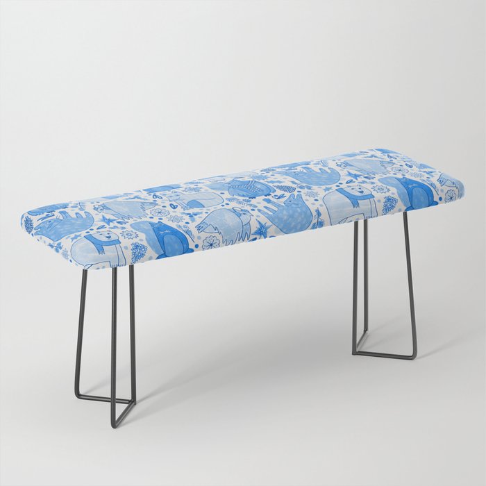 Winter Forest Woodland Animals in Blue Bench Gallery Image 1