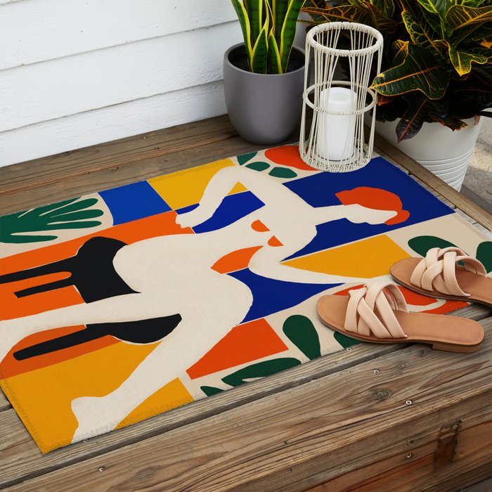 Sitting Muse cut out Outdoor Rug Gallery Image 2